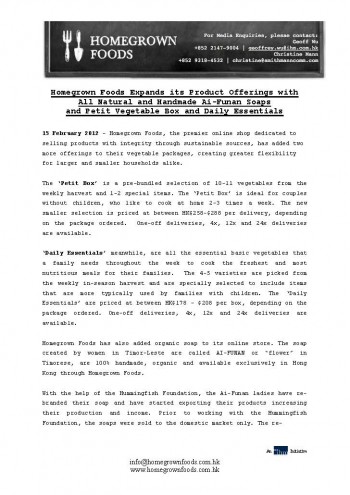 Homegrown Foods Expands its Product Offerings with All Natural and Handmade Ai-Funan Soaps_Eng_Page_1